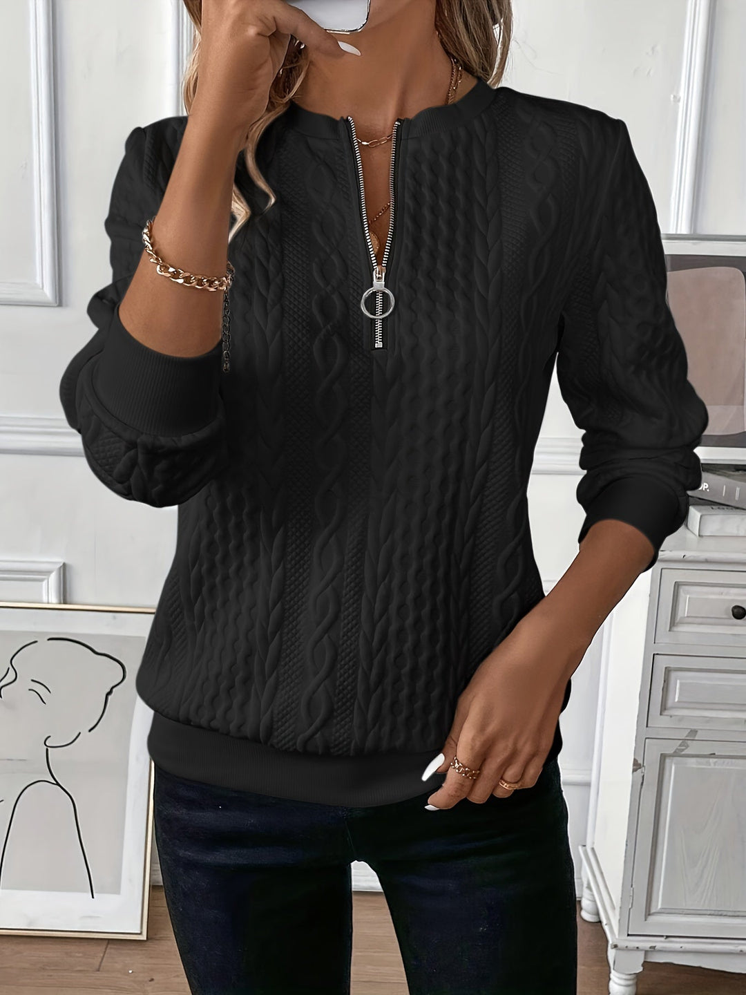 Women's Quarter Zip Knit Sweater | Winter