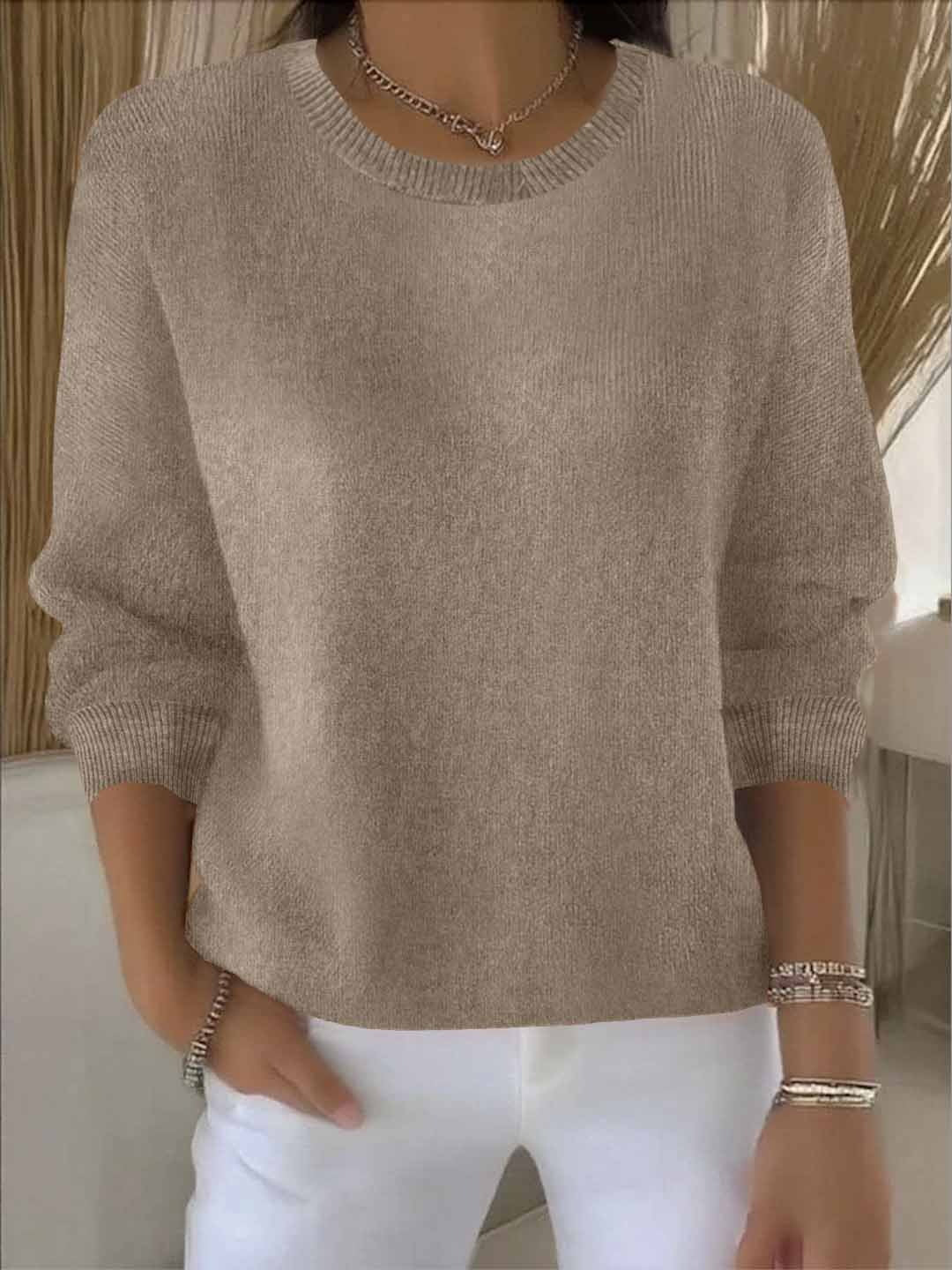 Pull en maille d'hiver oversize pour femme | Col rond