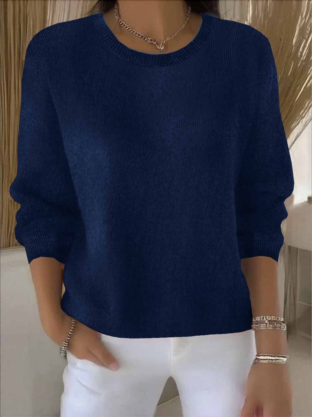 Pull en maille d'hiver oversize pour femme | Col rond
