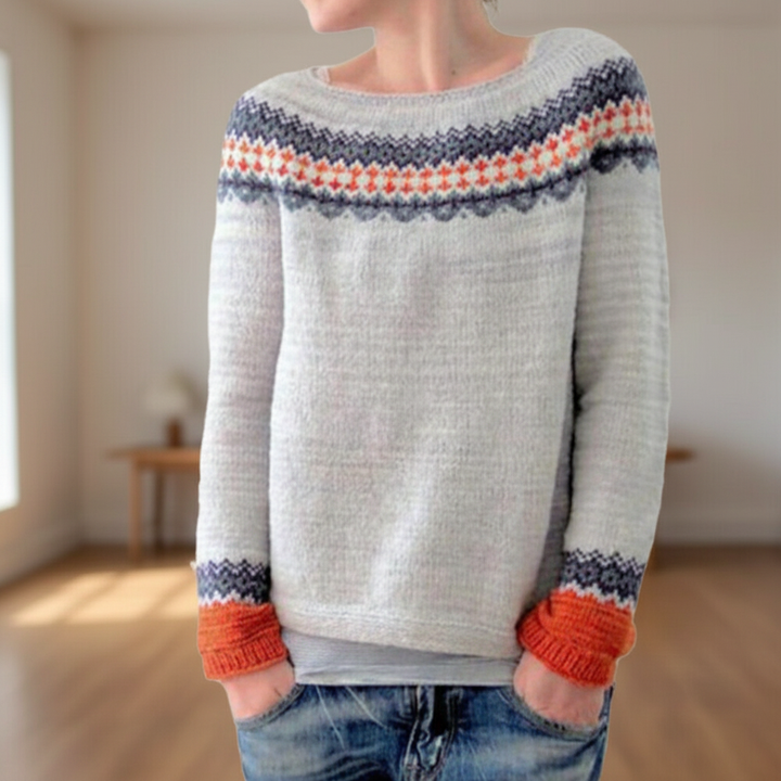 Women's Nordic Pattern Jumper | Crew Neck