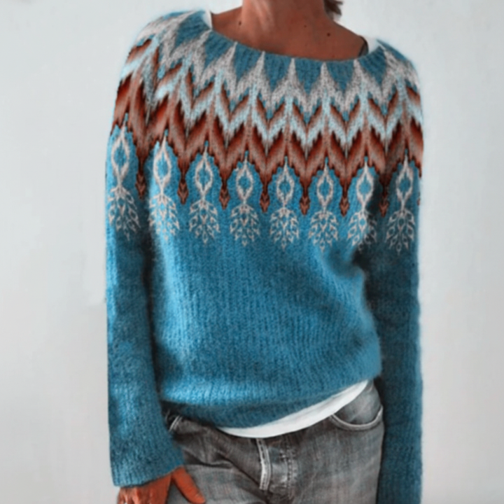 Women's Nordic Pattern Jumper | Crew Neck