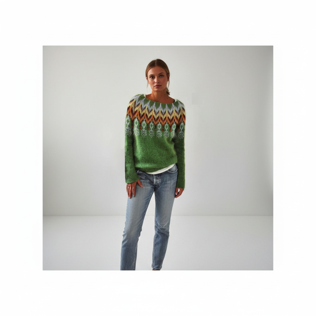 Women's Nordic Pattern Jumper | Crew Neck