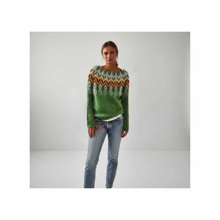 Women's Nordic Pattern Jumper | Crew Neck