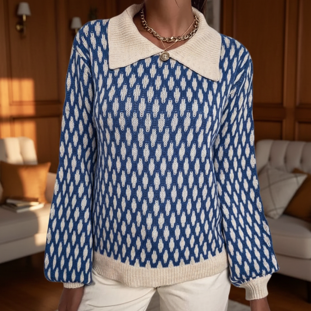 Women's Patterned Collared Jumper | Long Sleeve