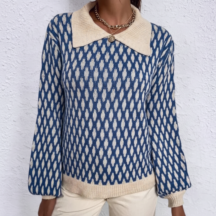 Women's Patterned Collared Jumper | Long Sleeve