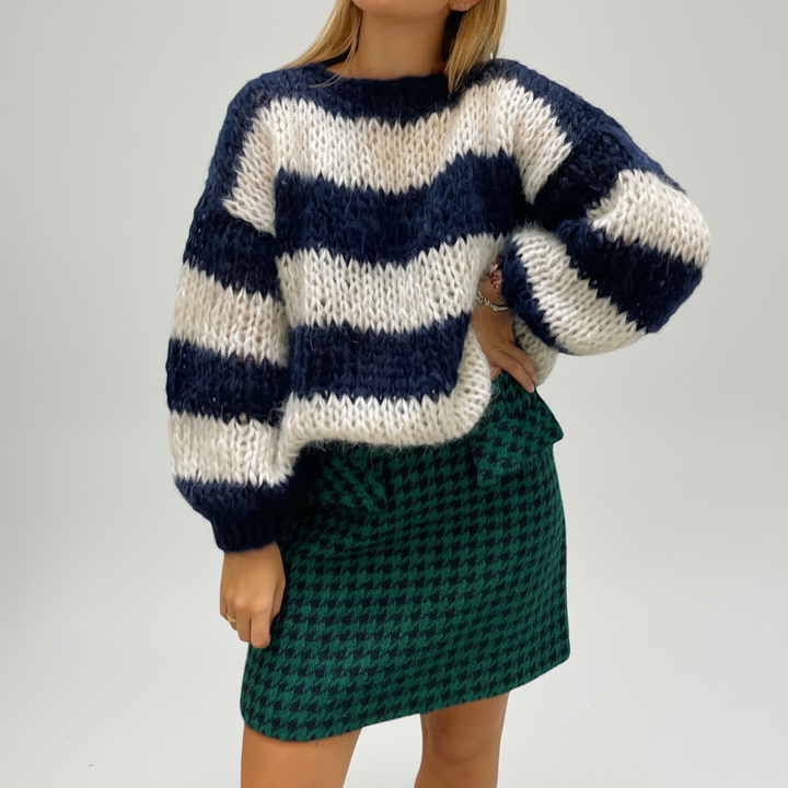Pull tricoté épais pour femme | Rayures larges