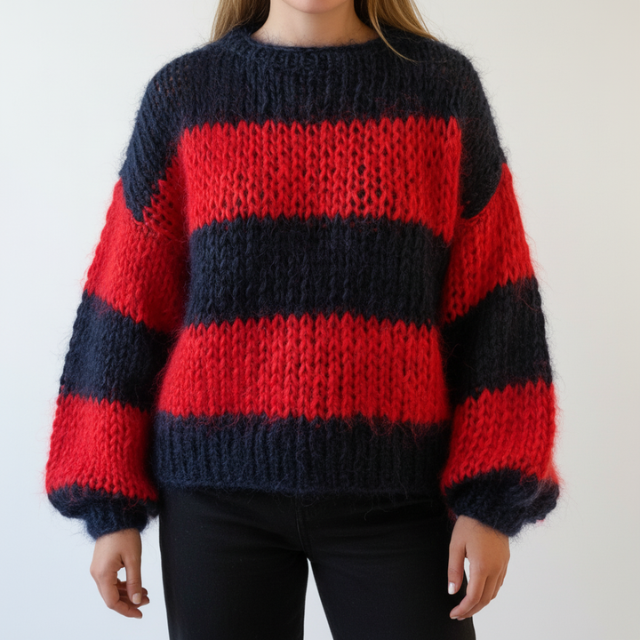 Pull tricoté épais pour femme | Rayures larges