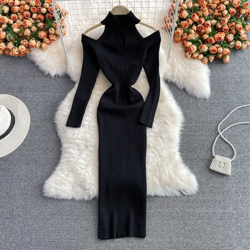 Women’s Cut-Out Knit Halter Neck Dress | Midi
