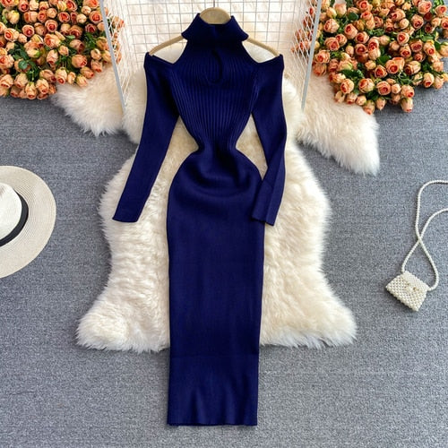 Women’s Cut-Out Knit Halter Neck Dress | Midi
