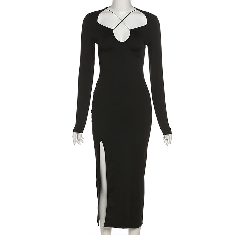 Women’s Bodycon Crossed Neckline Dress | Maxi