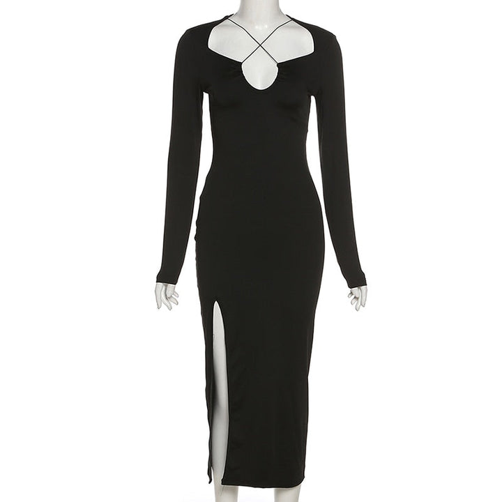 Women’s Bodycon Crossed Neckline Dress | Maxi