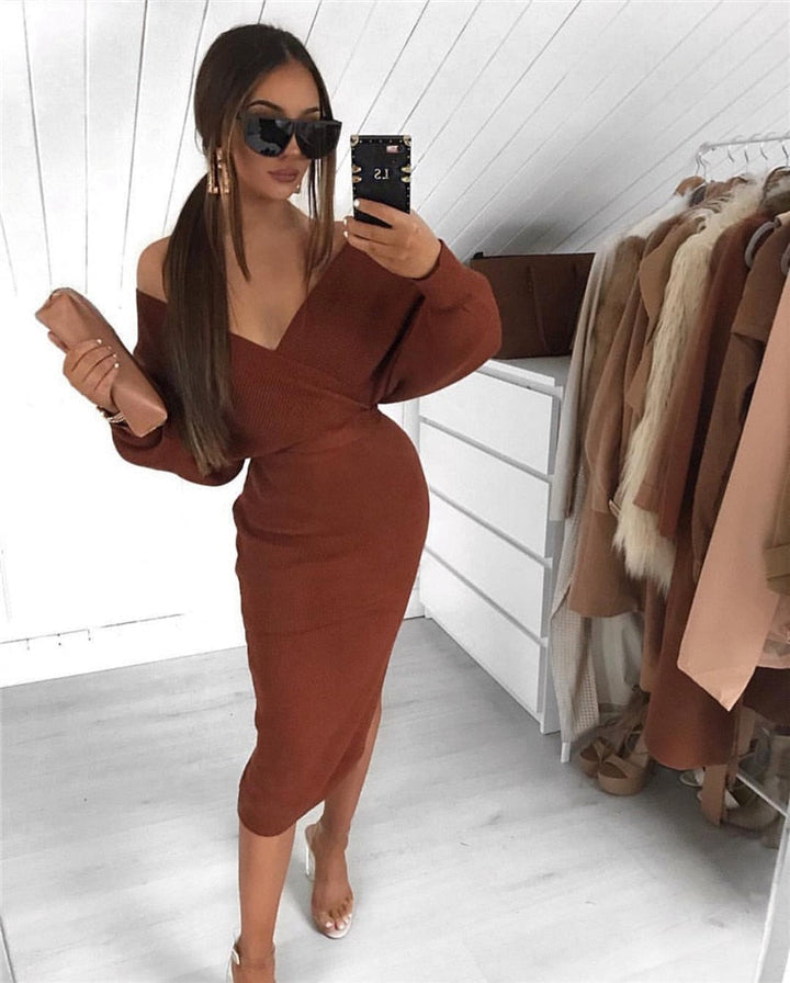 Women’s Off-Shoulder Pencil Dress | Midi