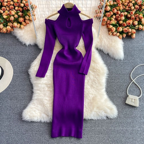 Women’s Cut-Out Knit Halter Neck Dress | Midi