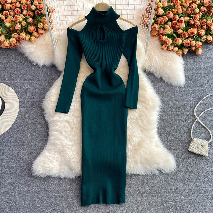 Women’s Cut-Out Knit Halter Neck Dress | Midi
