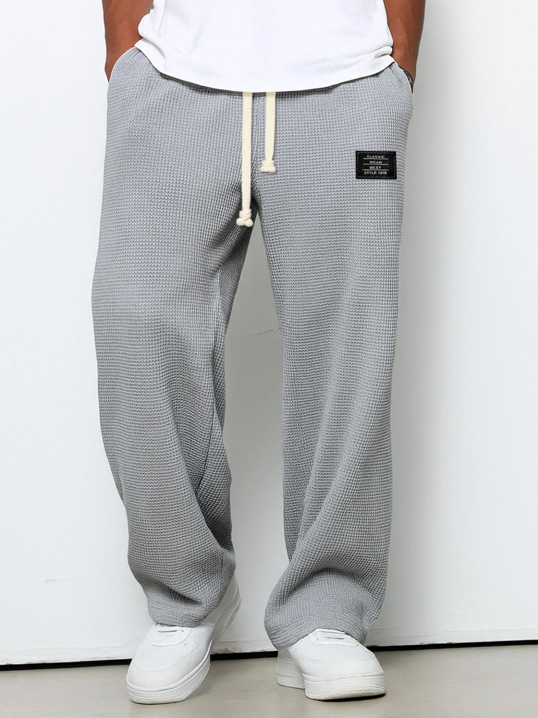 Pantalon tricoté à jambes larges pour homme | à cordon