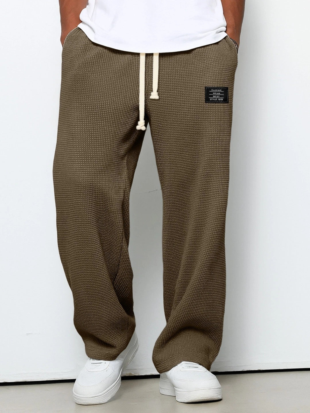 Pantalon tricoté à jambes larges pour homme | à cordon