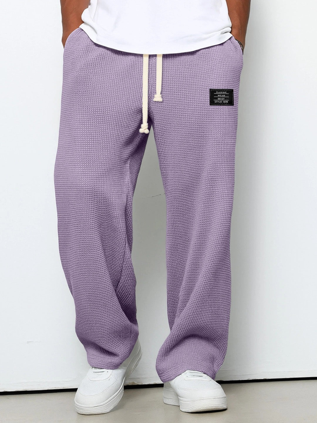 Pantalon tricoté à jambes larges pour homme | à cordon