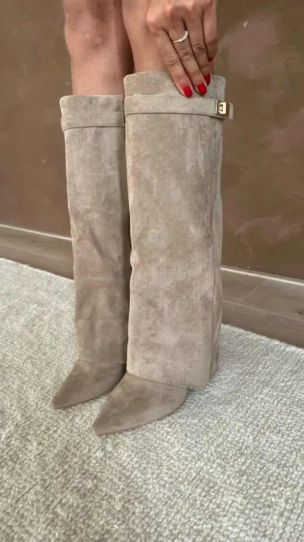 Bottes hautes à bout pointu et fermeture éclair pour femmes | Revers