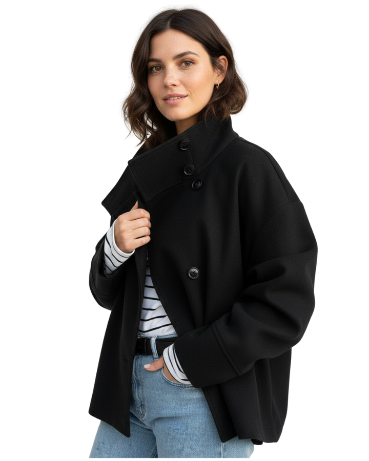 Veste d’hiver pour femme à col cheminée | boutonnée