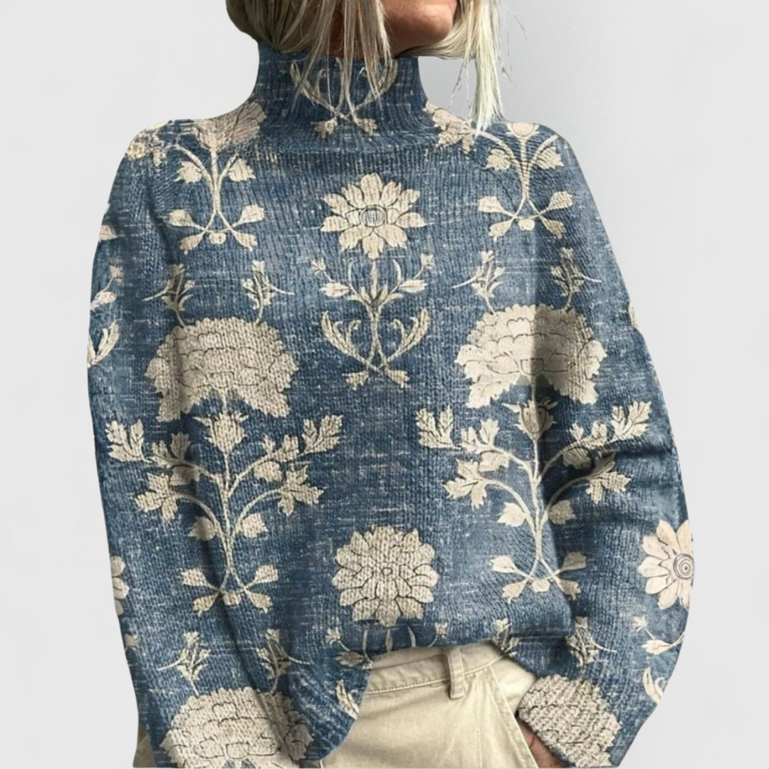 Women’s Turtleneck Printed Knit Jumper | Winter