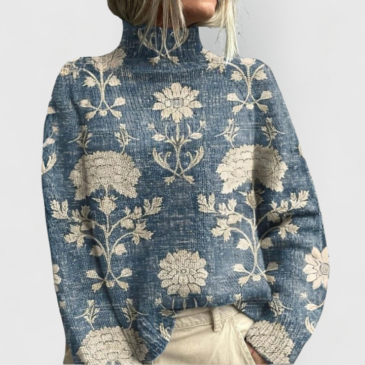 Women’s Turtleneck Printed Knit Jumper | Winter