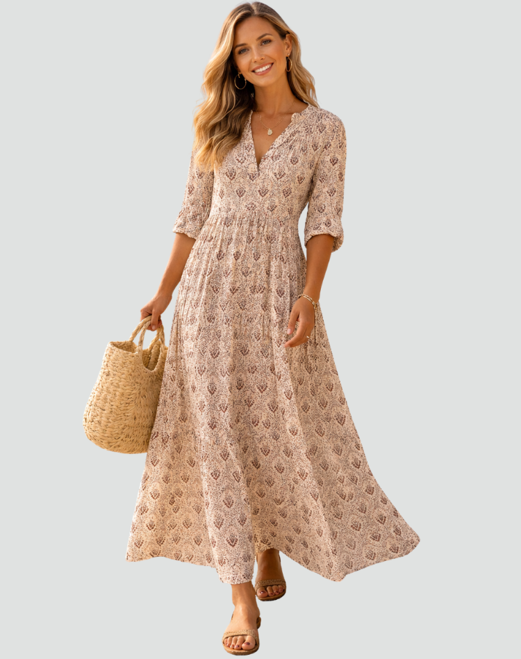 Women's Vintage Printed Summer Dress | Maxi