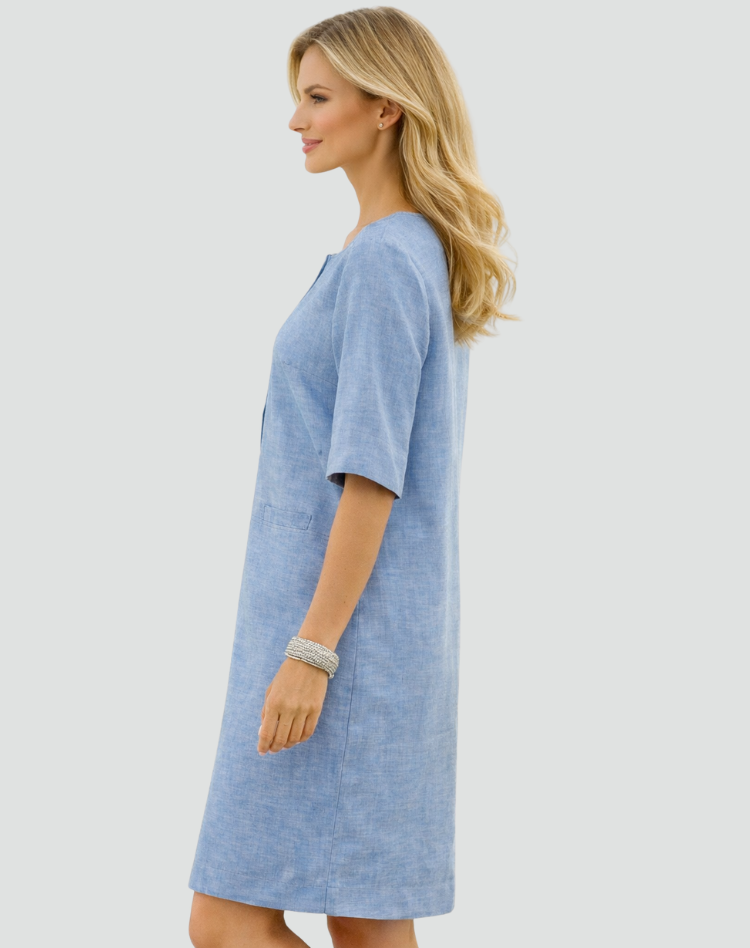 Women's Casual Split Neck Dress | Midi