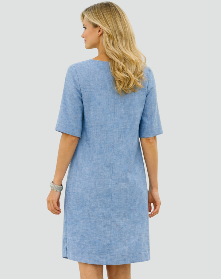 Women's Casual Split Neck Dress | Midi