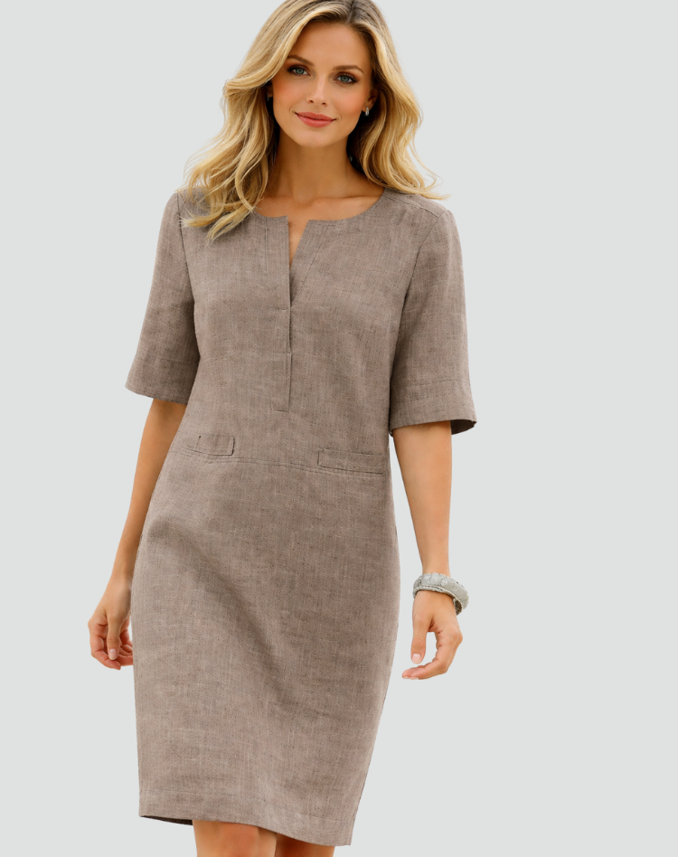 Women's Casual Split Neck Dress | Midi