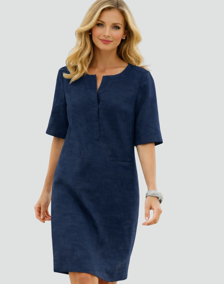 Women's Casual Split Neck Dress | Midi