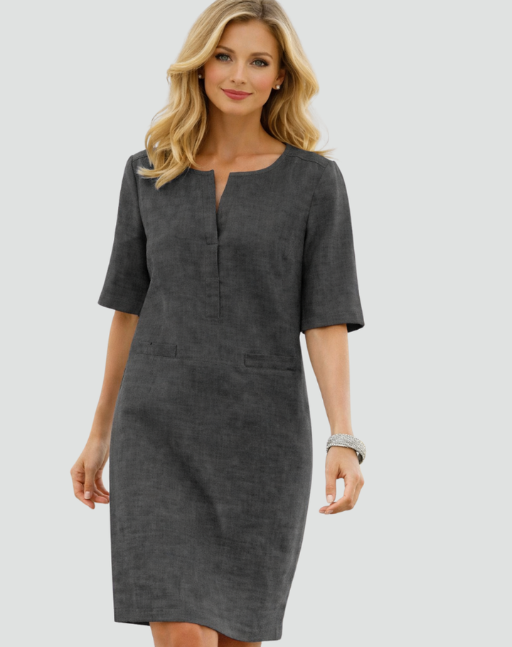 Women's Casual Split Neck Dress | Midi