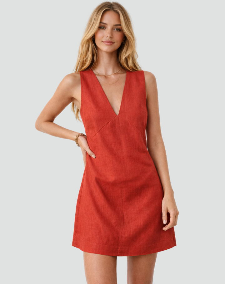 Women's Summer V-Neck Sleeveless Dress | Mini