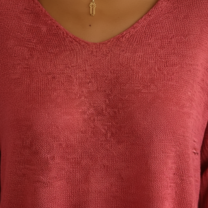 Women’s Knit V-Neck Top | 3/4 Sleeves