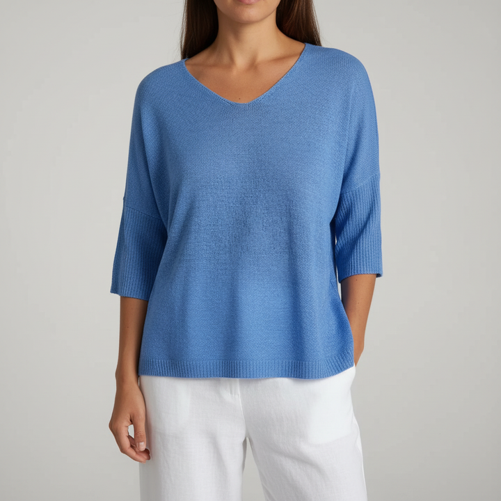 Women’s Knit V-Neck Top | 3/4 Sleeves