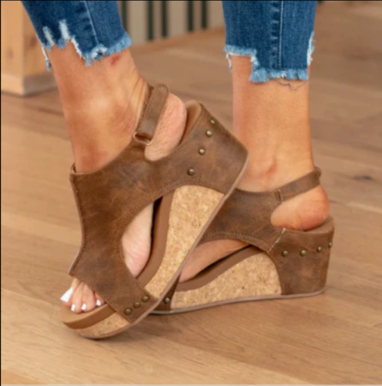 Women's Wedge Sandals | Velcro Straps