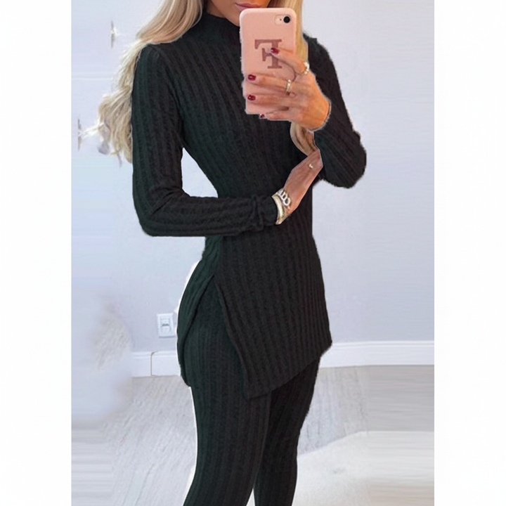 Women’s Ribbed Two-Piece Set | High-Neck