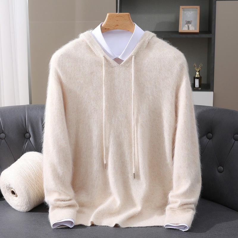 Women's Warm Plain Knitted Hoodie | Winter
