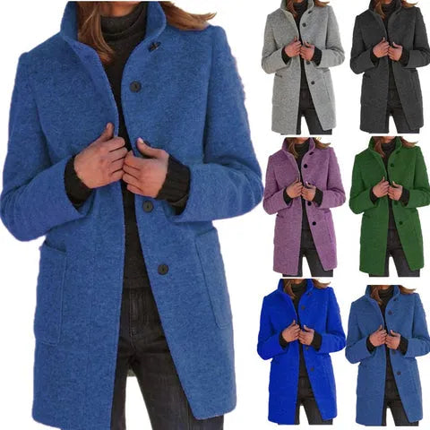 Women's Warm High Neck Long Coat | Winter
