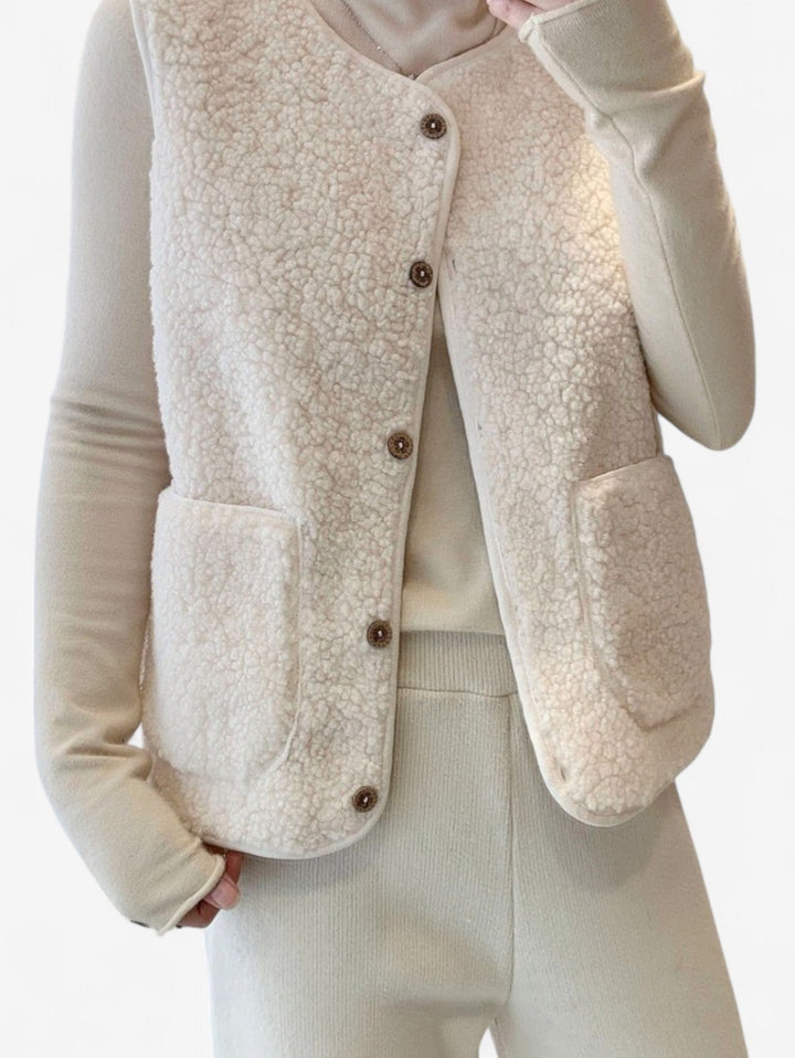 Gilet d'hiver en fausse fourrure pour femme | Boutonné