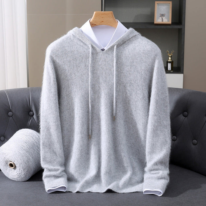 Women's Warm Plain Knitted Hoodie | Winter