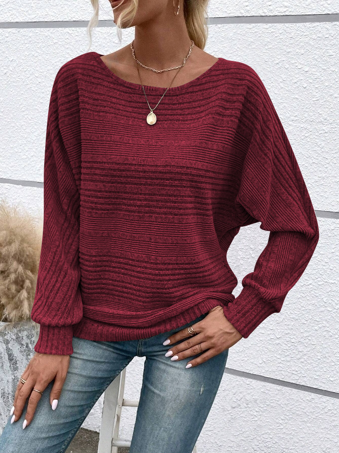 Pull tricoté texturé pour femme | Manches longues