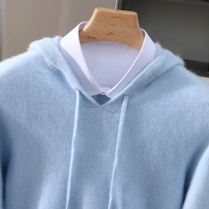 Women's Warm Plain Knitted Hoodie | Winter
