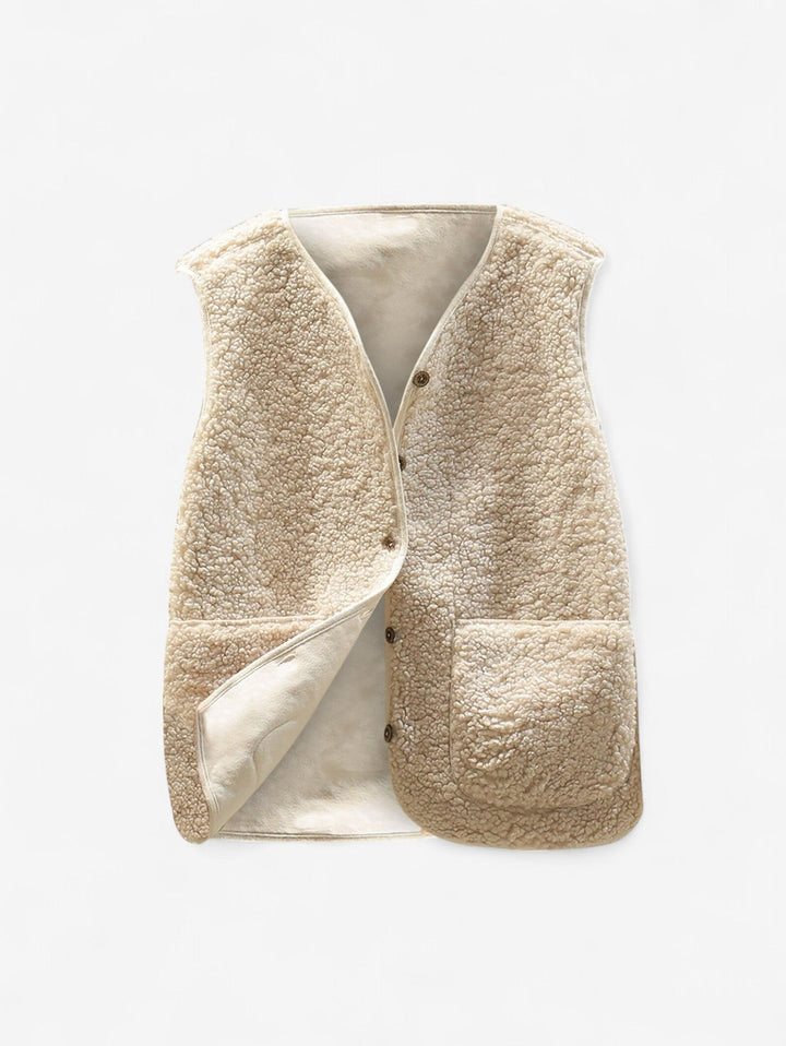 Gilet d'hiver en fausse fourrure pour femme | Boutonné