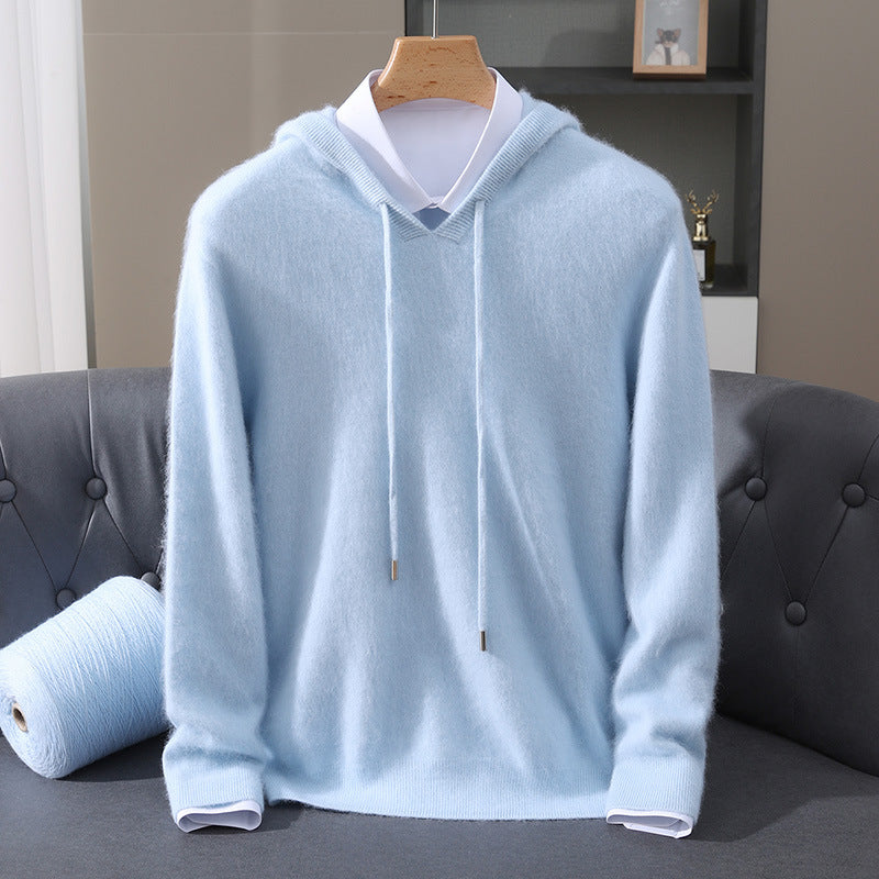 Women's Warm Plain Knitted Hoodie | Winter