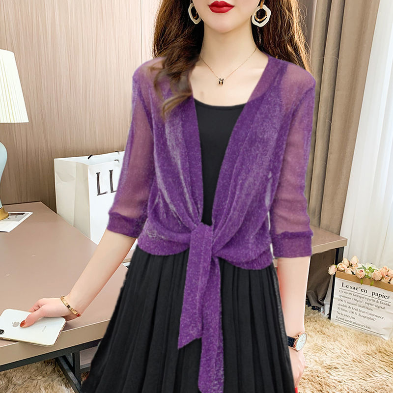 Women’s Elegant Sheer Chiffon Tie Front Bolero Cardigan | Cropped