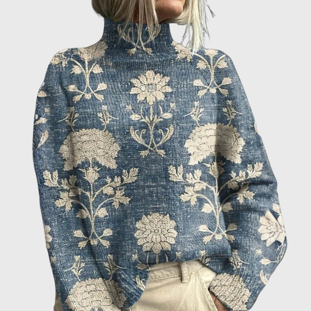 Women's Printed Roll-Neck Jumper | Long Sleeve