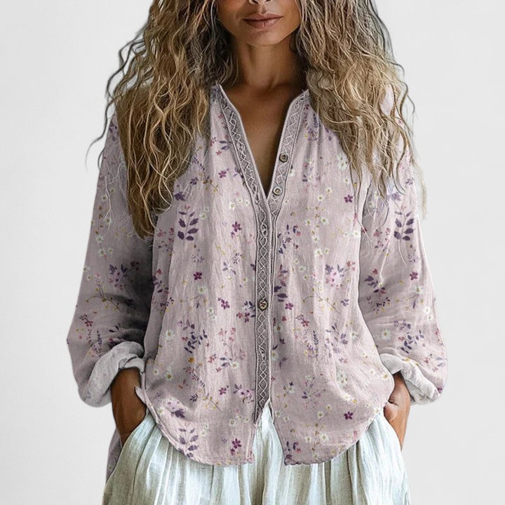 Women's Vintage Print Blouse | Long Sleeves