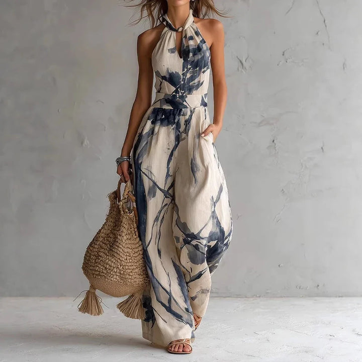Women's Abstract Print Halter-Neck Jumps