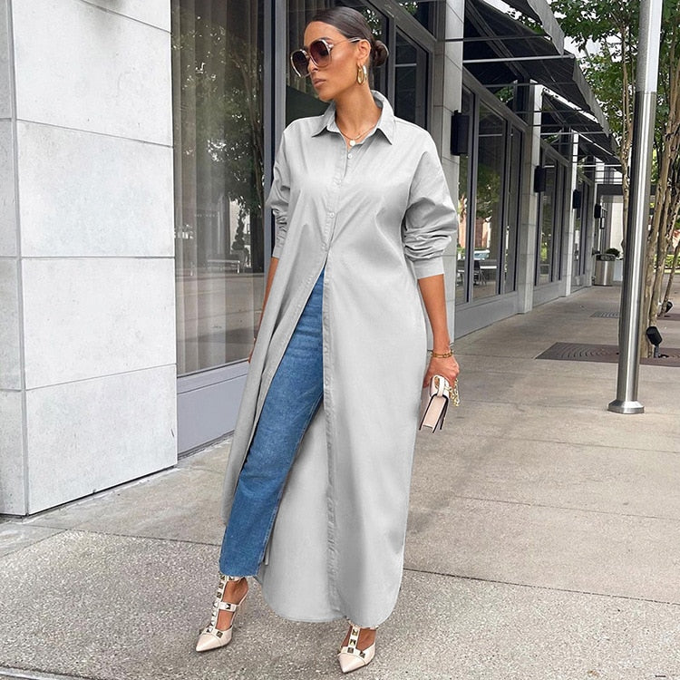 Women’s Button Front Shirt Dress | Maxi