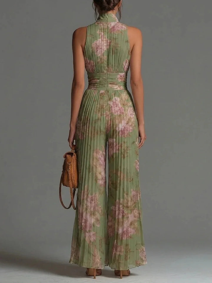 Women's Pleated Wide Leg Jumpsuit | Sleeveless